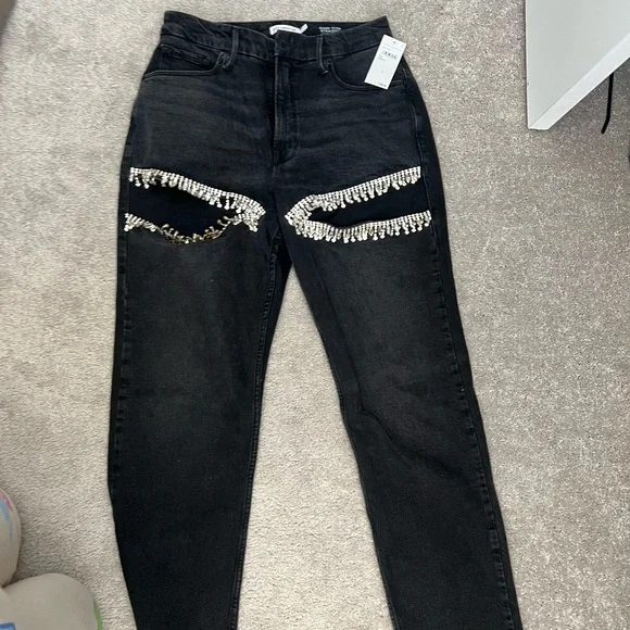 Good American Black Skinny Jeans with Silver Embellishments - Picture 1 of 3